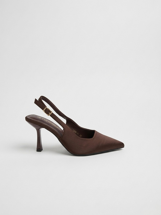 ZAPATO TACON DESTALONADO SATINADO BROWN