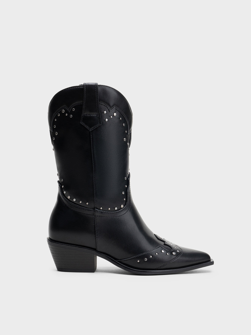 BOTIN COWBOY TACHUELAS TACON BAJO BLACK