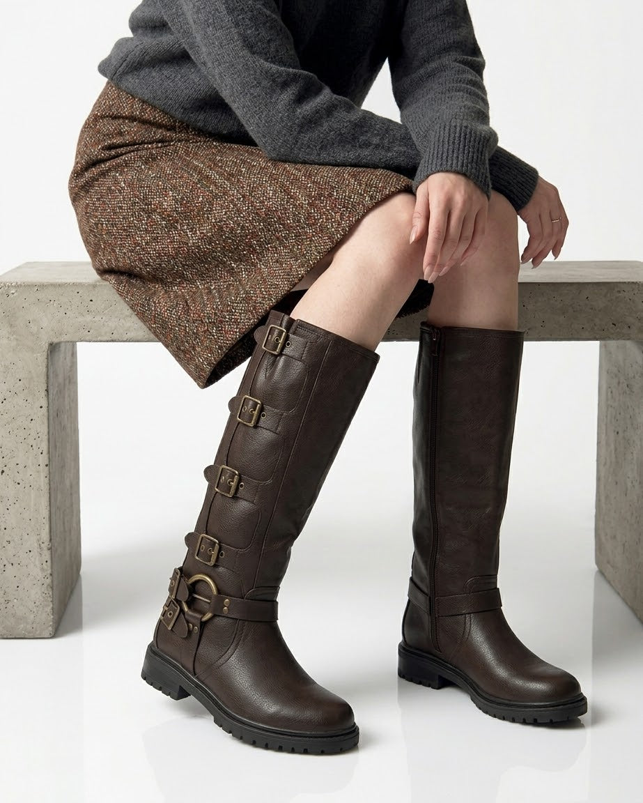 BOTA BIKER ROMA HEBILLAS BROWN