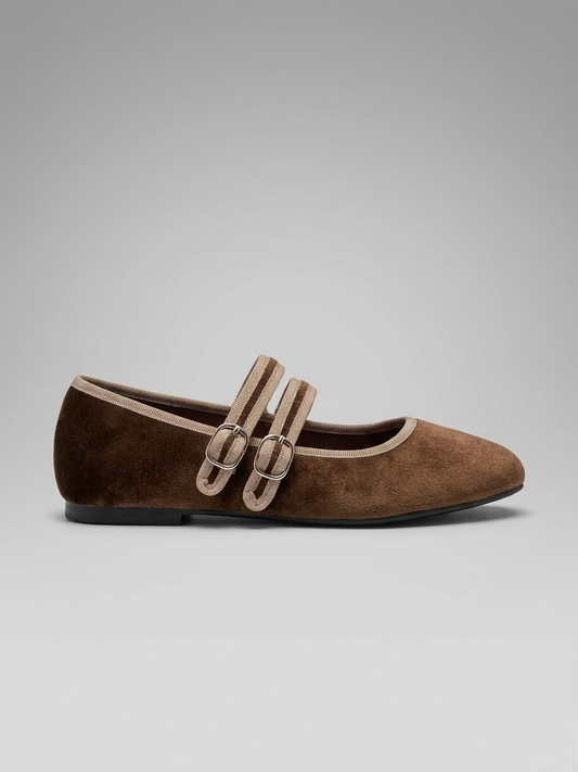 BAILARINA PLANA DOBLE HEBILLA BROWN/KHAKI
