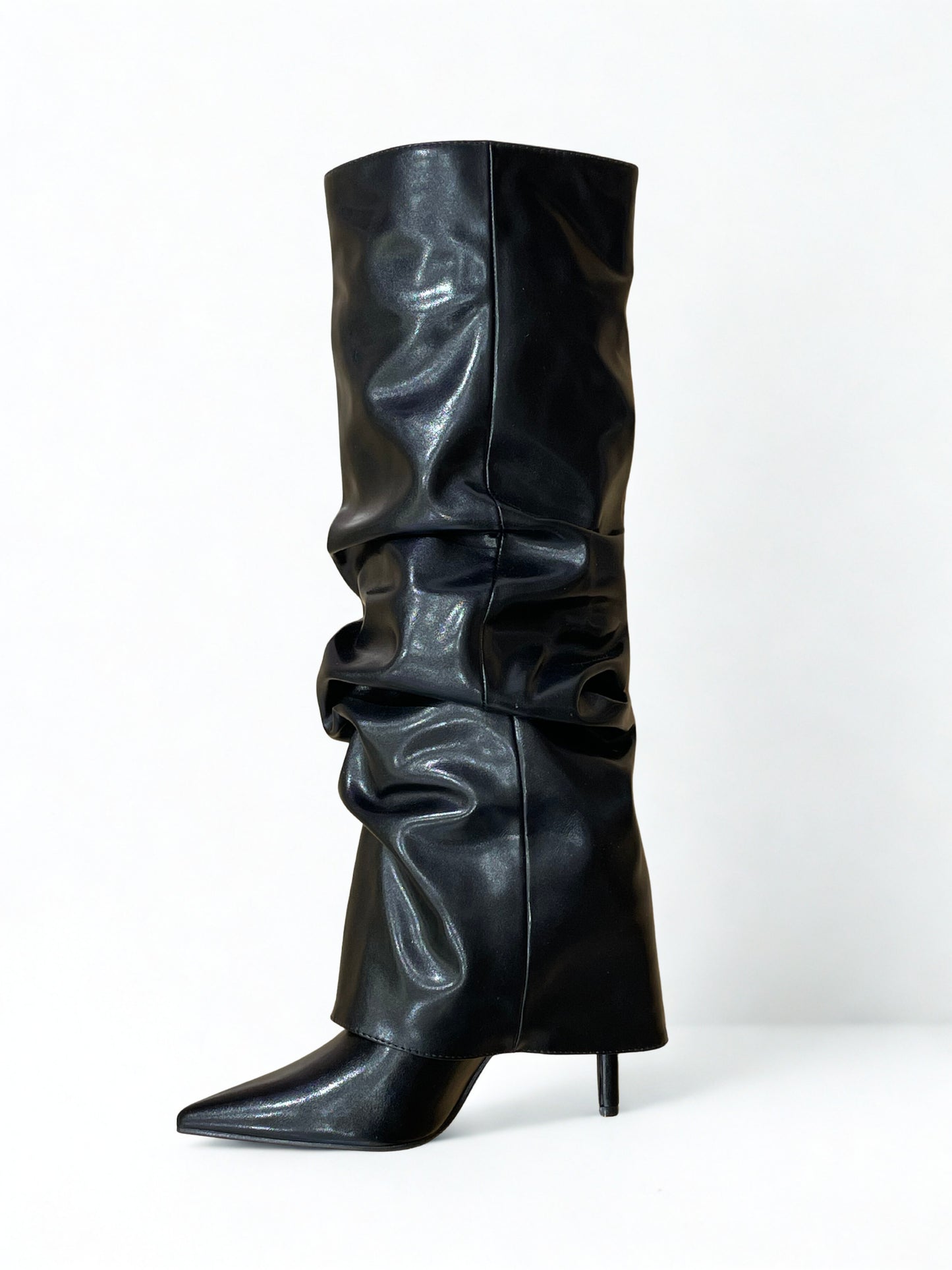 BOTA POLAINA FRUNCIDA NEGRA