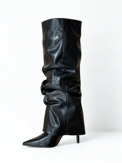 BOTA POLAINA FRUNCIDA NEGRA