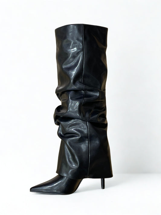 BOTA POLAINA FRUNCIDA NEGRA