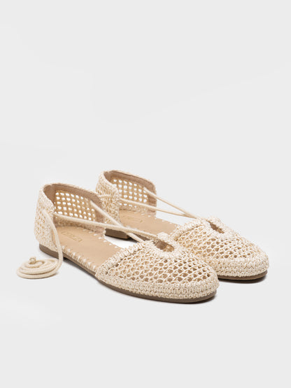 SANDALIA BAILARINA RAFIA BICOLOR BEIGE