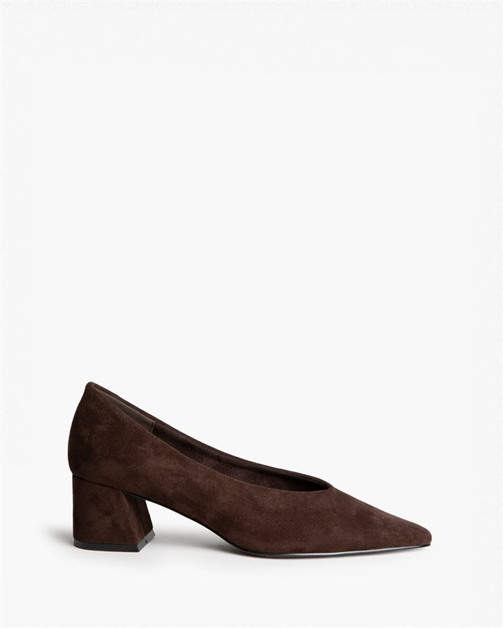 ZAPATO SALON TACON CUADRADO CAFE