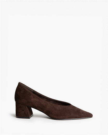 ZAPATO SALON TACON CUADRADO CAFE