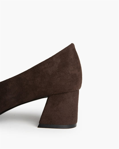 ZAPATO SALON TACON CUADRADO CAFE