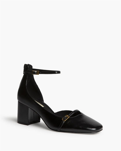 ZAPATO TACON TOBILLO PUNTA CUADRADA NEGRO