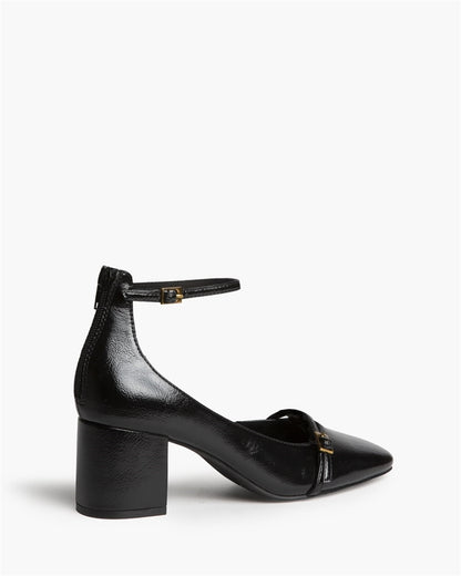 ZAPATO TACON TOBILLO PUNTA CUADRADA NEGRO