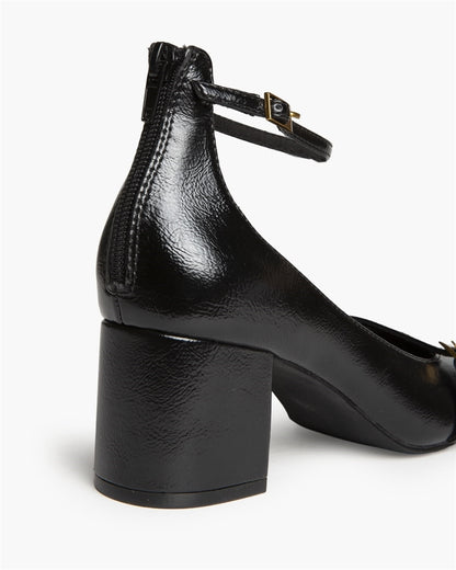 ZAPATO TACON TOBILLO PUNTA CUADRADA NEGRO