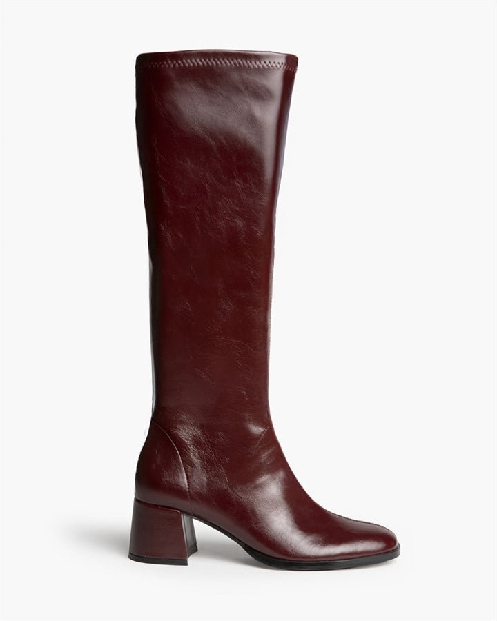 BOTA ALTA MISS TACON CUADRADO BURDEOS