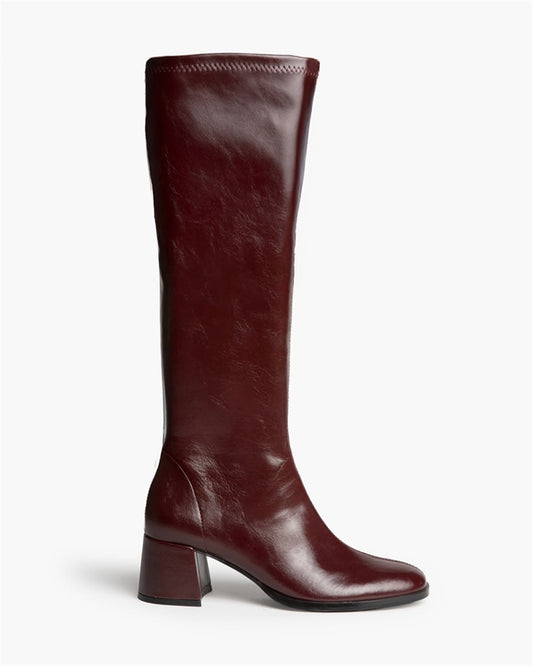 BOTA ALTA MISS TACON CUADRADO BURDEOS