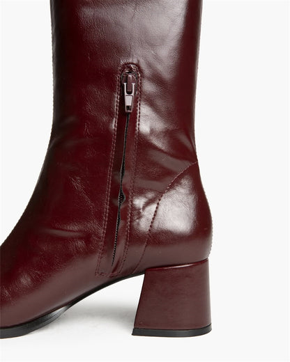 BOTA ALTA MISS TACON CUADRADO BURDEOS