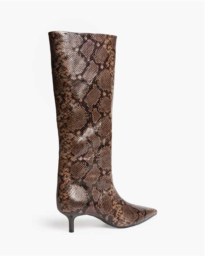 BOTAS ALTAS TACON BAJO SERPIENTE CAFE