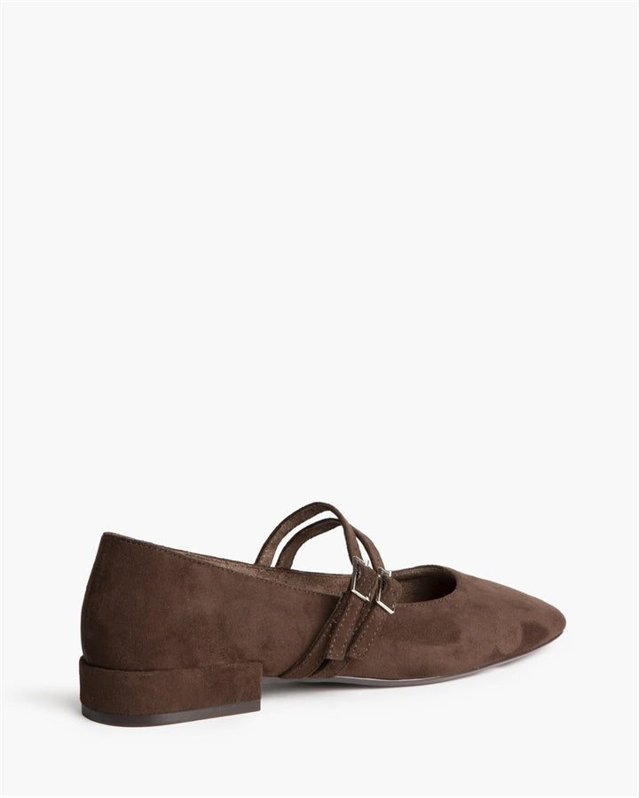 ZAPATO DOBLE CINTURON TACON BAJO CAFE