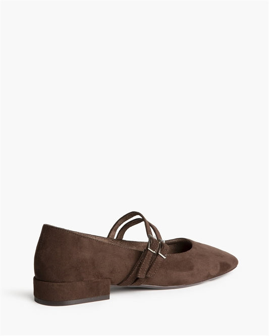 ZAPATO DOBLE CINTURON TACON BAJO CAFE