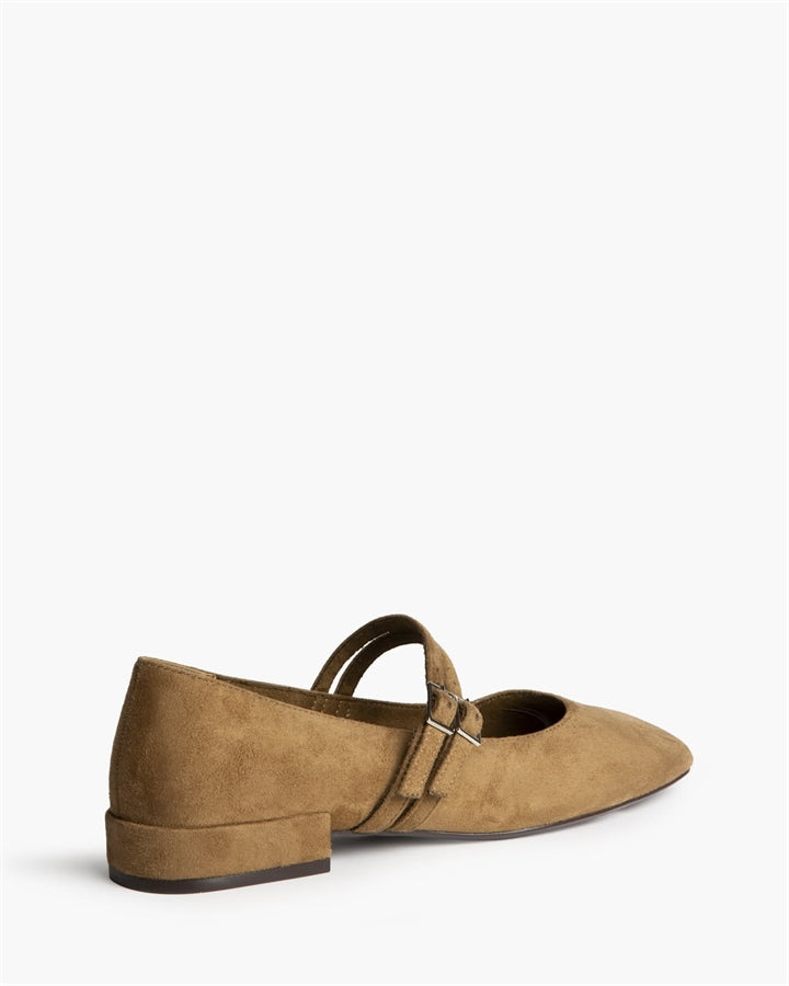 ZAPATO DOBLE CINTURON TACON BAJO CAMEL