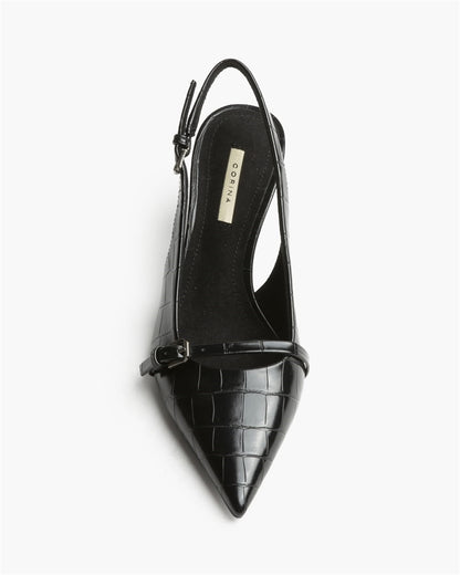 ZAPATO TACON DESTALONADO COCO NEGRO