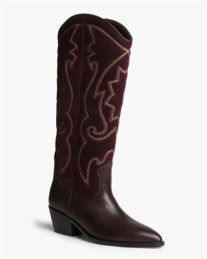 BOTA ALTA COWBOY CONTRASTE BURDEOS