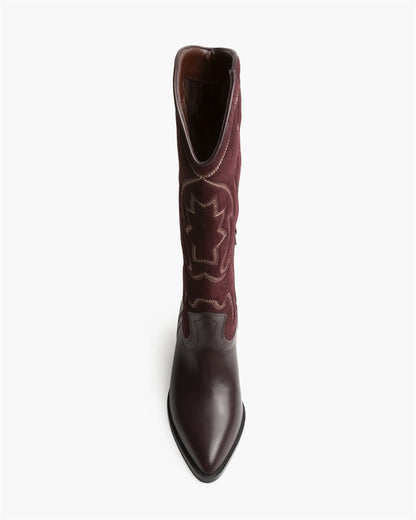 BOTA ALTA COWBOY CONTRASTE BURDEOS