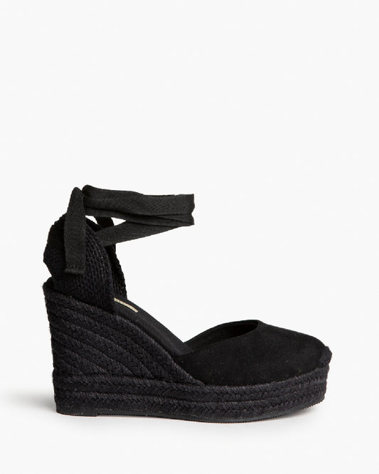 CUÑA PLATAFORMA TIRAS NEGRO