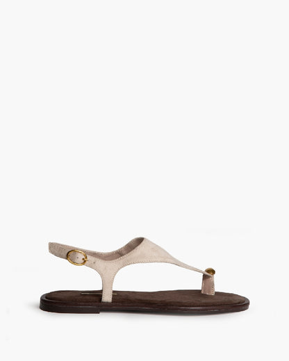 SANDALIA PLANA CERRADA ANILLO TAUPE