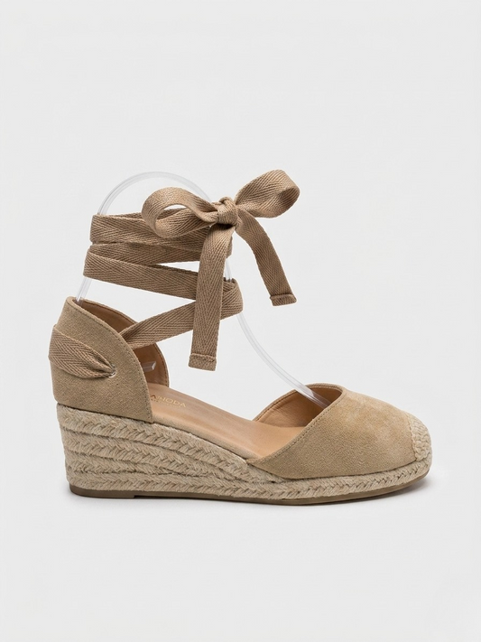 ALPARGATA CUÑA BAJA TIRAS KHAKI