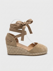 ALPARGATA CUÑA BAJA TIRAS KHAKI