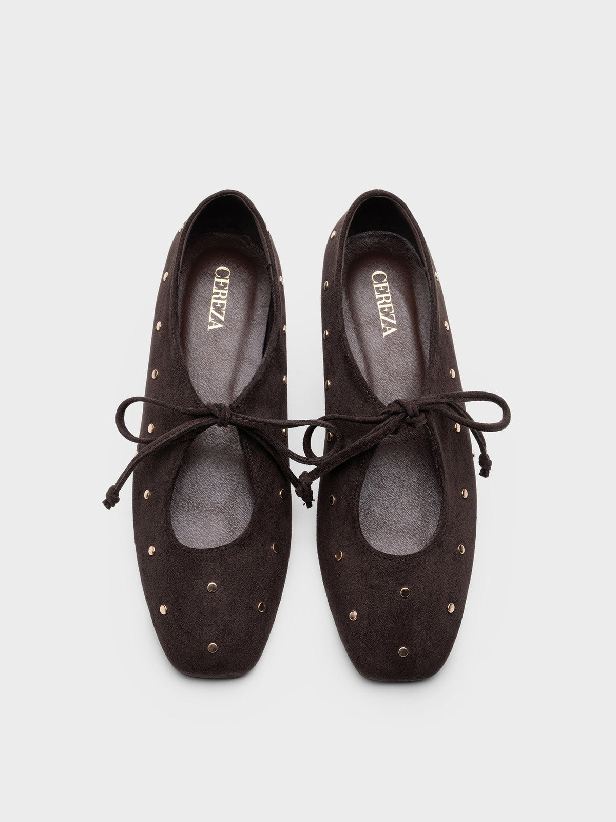 MERCEDITAS ABIERTAS TACHUELAS NUDO BROWN