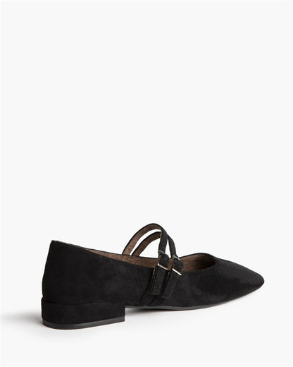 ZAPATO DOBLE CINTURON TACON BAJO NEGRO