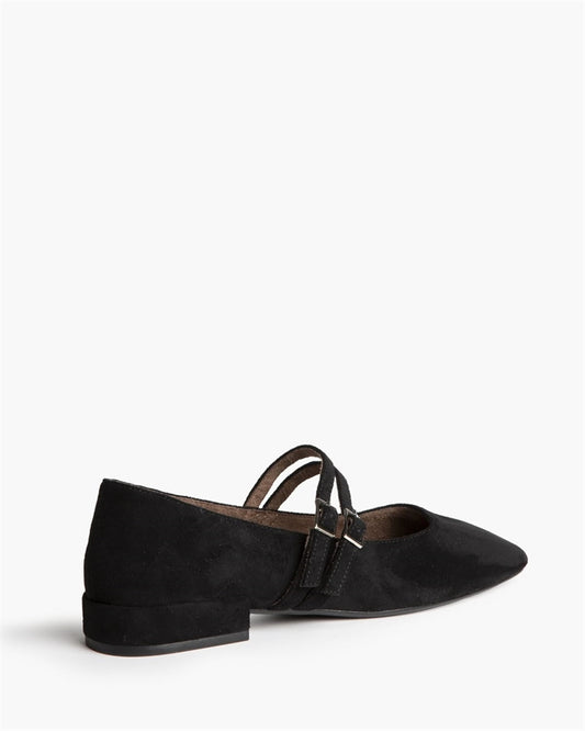 ZAPATO DOBLE CINTURON TACON BAJO NEGRO