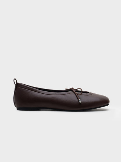 ZAPATO PLANO ESCOTE NUDO BROWN
