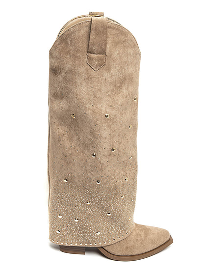 BOTA NOA ALTA POLAINA BRILLOS KAKI