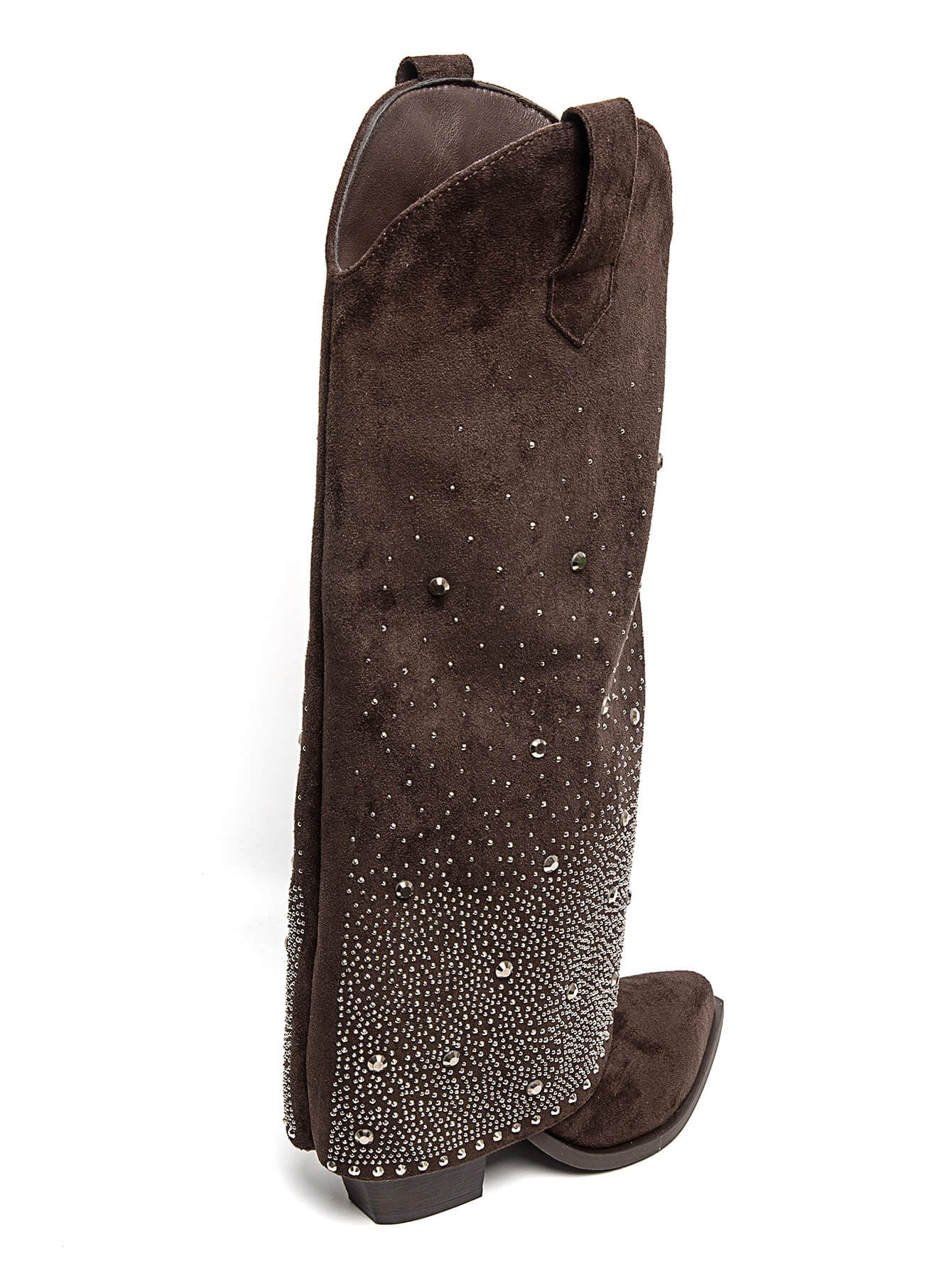 BOTA NOA ALTA POLAINA BRILLOS CHOCOLATE