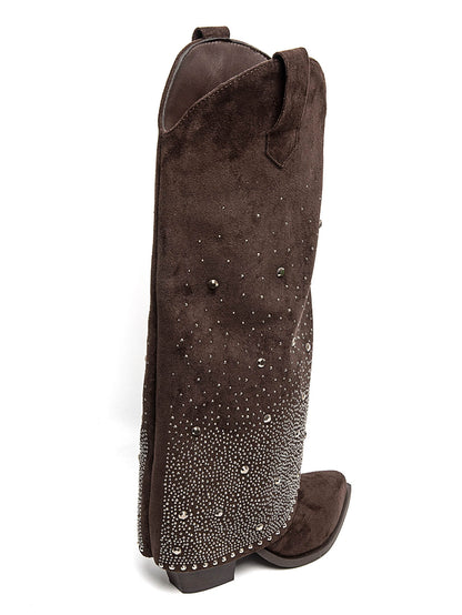 BOTA NOA ALTA POLAINA BRILLOS CHOCOLATE