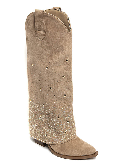 BOTA NOA ALTA POLAINA BRILLOS KAKI