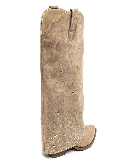 BOTA NOA ALTA POLAINA BRILLOS KAKI