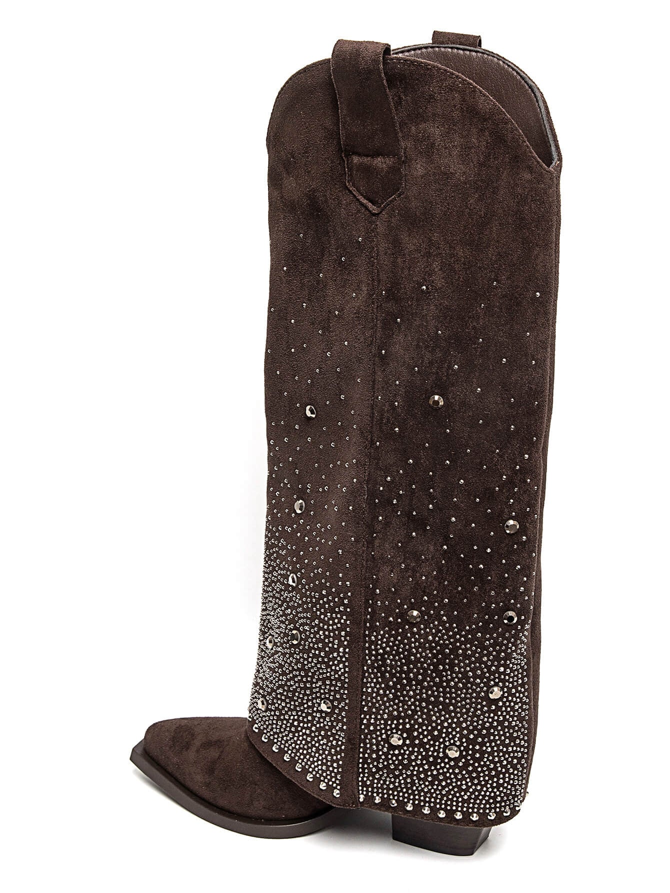 BOTA NOA ALTA POLAINA BRILLOS CHOCOLATE