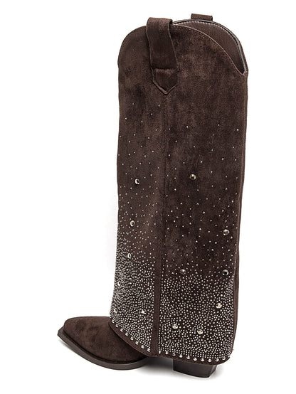 BOTA NOA ALTA POLAINA BRILLOS CHOCOLATE