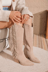 BOTA MALENA ALTA FLECOS TAUPE