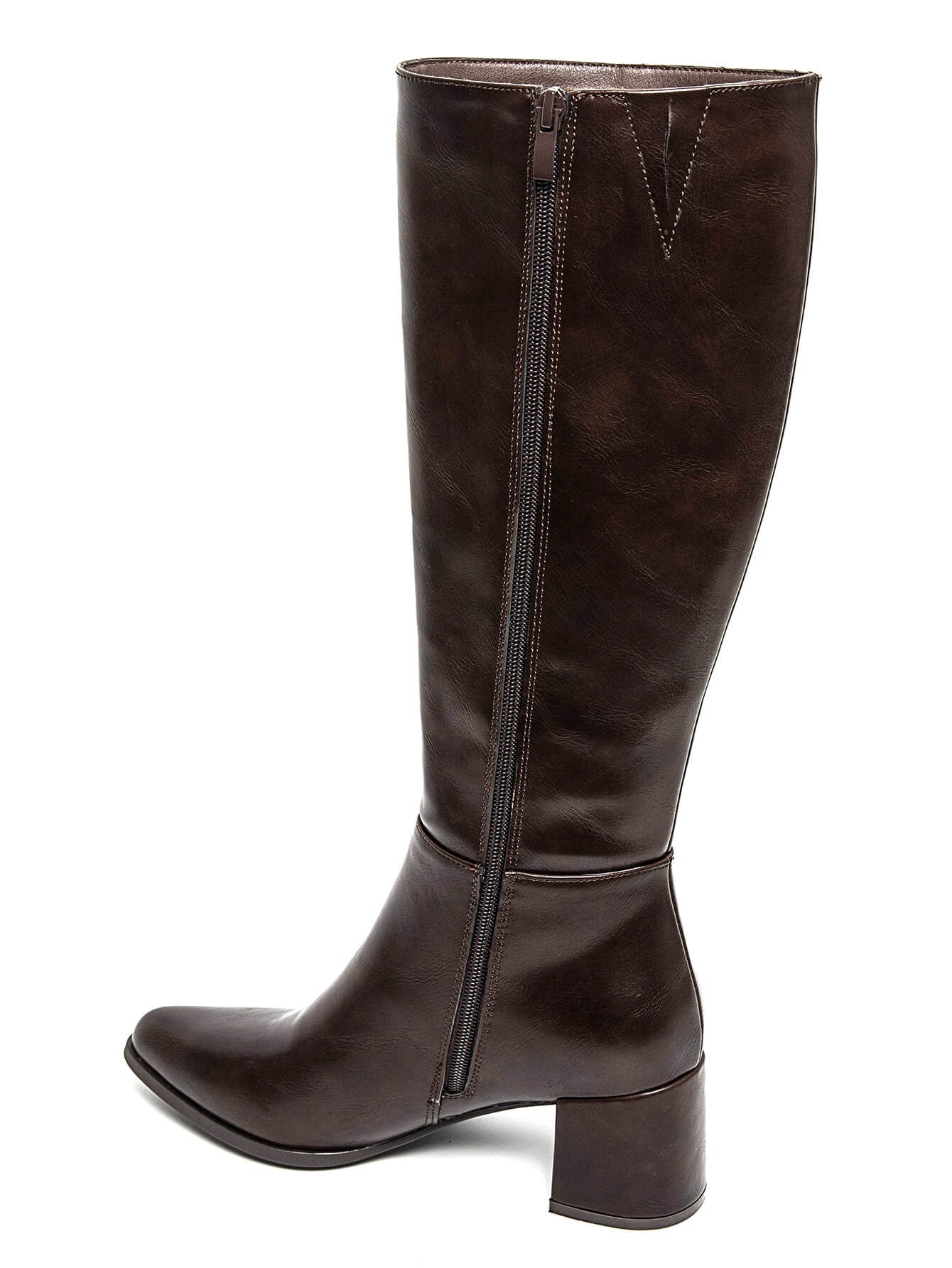 BOTA CLARA ALTA TACÓN MARRÓN