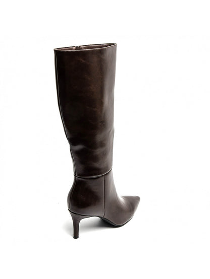 BOTA OLIVIA ALTA TACÓN KITTEN MARRÓN