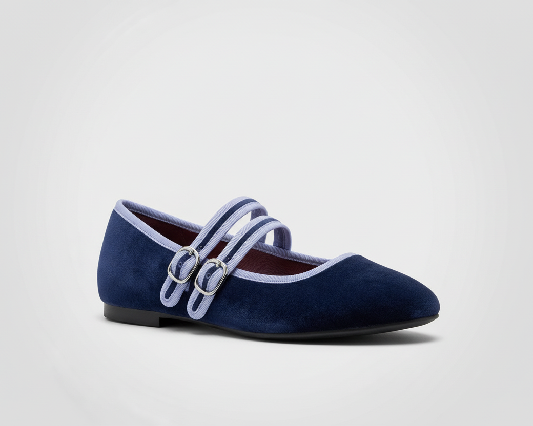 BAILARINA PLANA DOBLE HEBILLA BLUE/L.BLUE