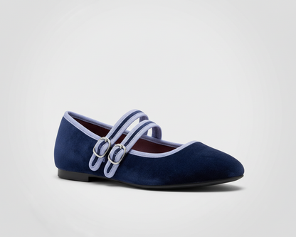 BAILARINA PLANA DOBLE HEBILLA BLUE/L.BLUE