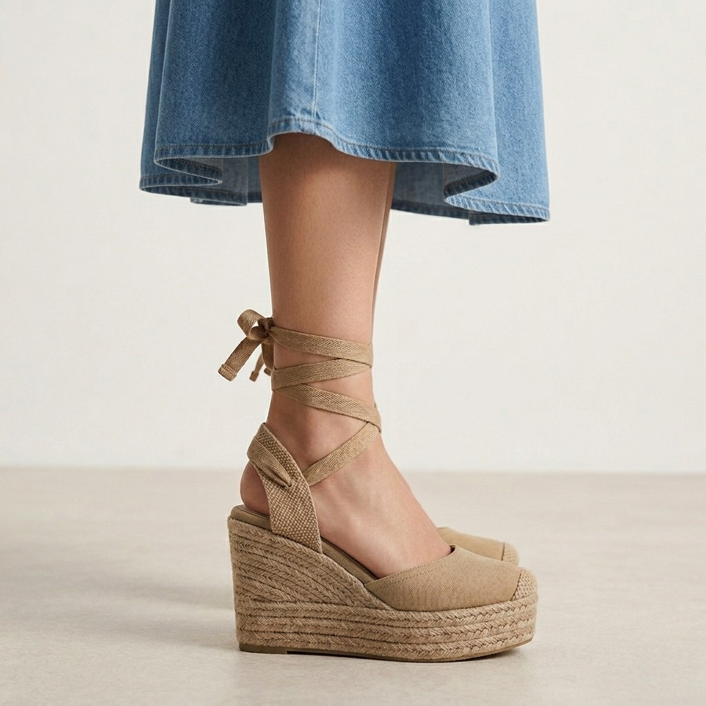 ALPARGATA CUÑA ALTA KHAKI
