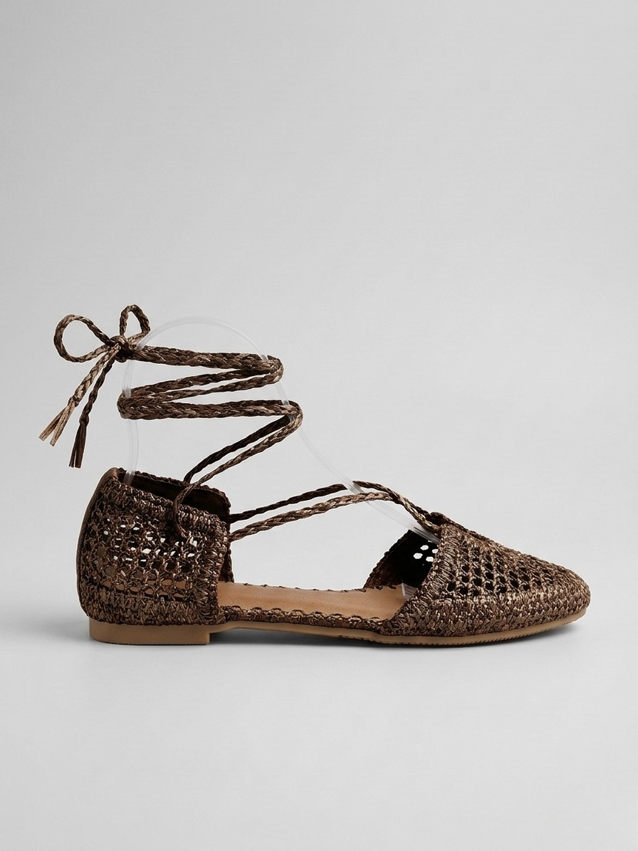 SANDALIA BAILARINA RAFIA FRIDA BROWN