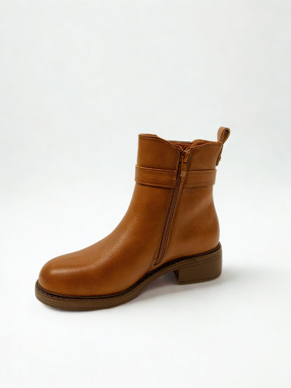 BOTÍN PLANO HEBILLA CAMEL