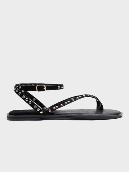 SANDALIA PLANA TACHUELAS BLACK