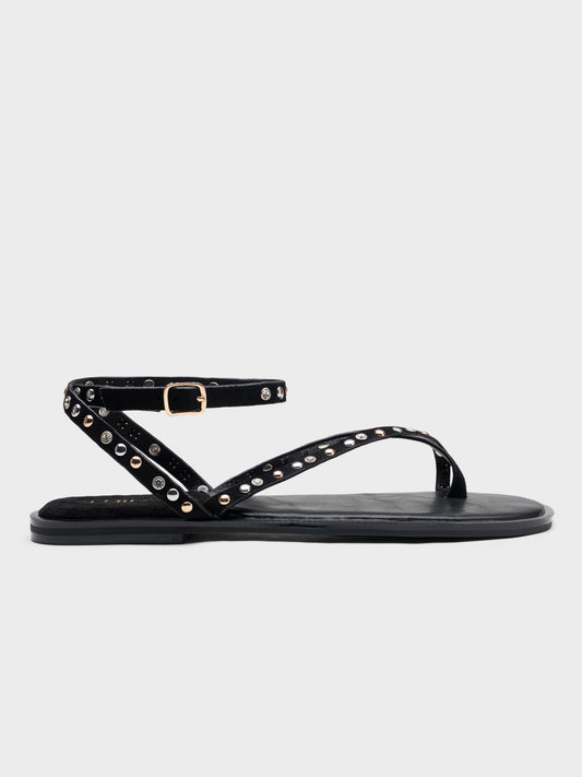 SANDALIA PLANA TACHUELAS BLACK