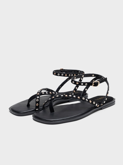 SANDALIA PLANA TACHUELAS BLACK